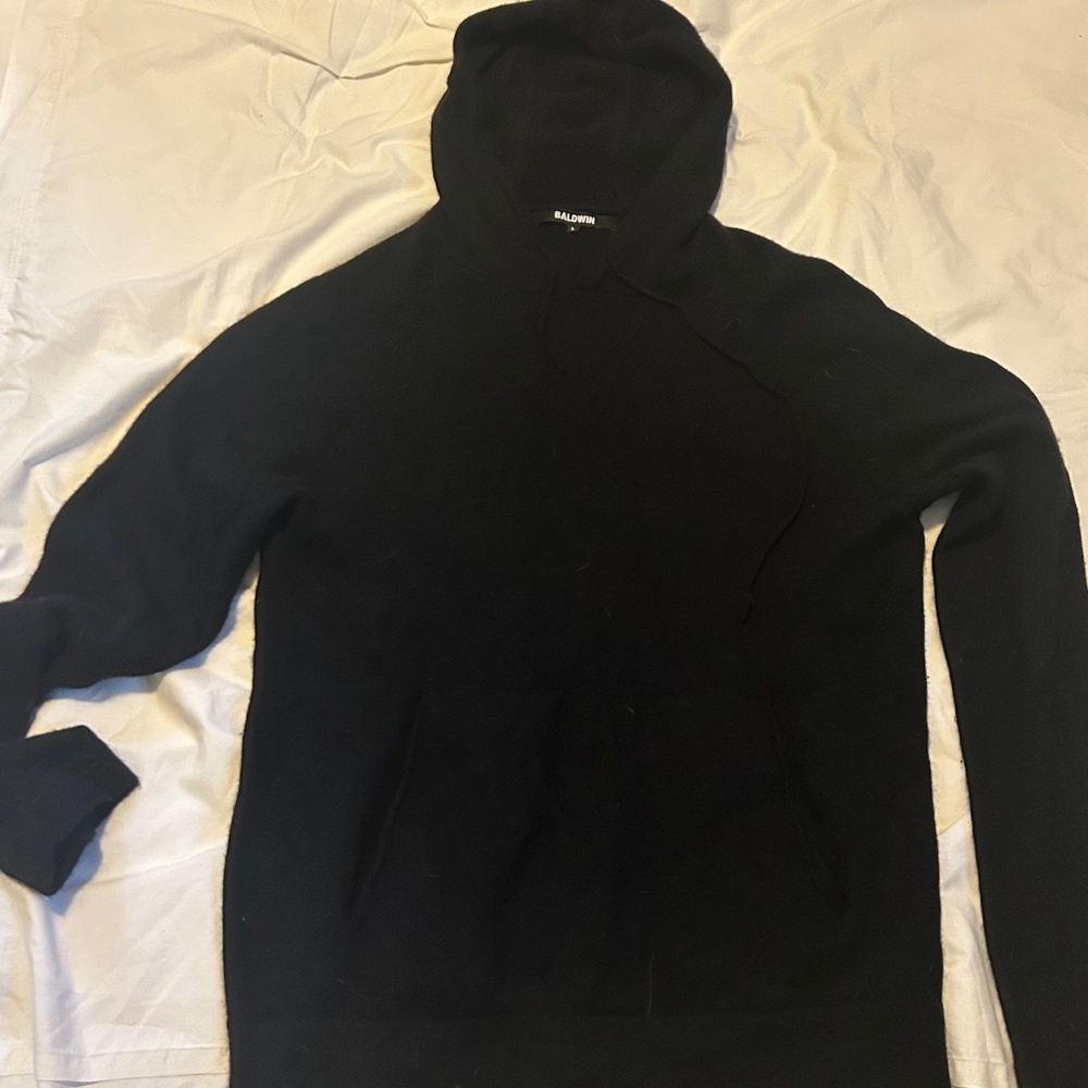 Baldwin Men's Merino Cashmere Blend Pullover Hooded Sweater / L